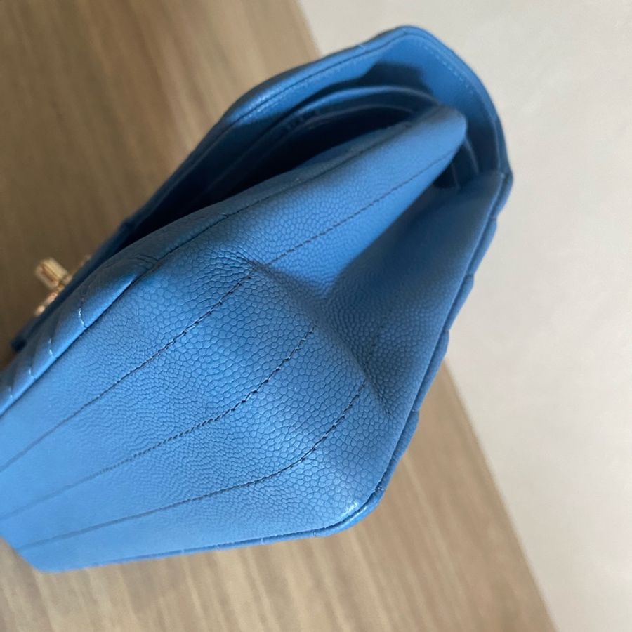 Chanel 11.12 Coco Classic Flap Small CF 23 小型口蓋包 牛仔藍淡金扣-8