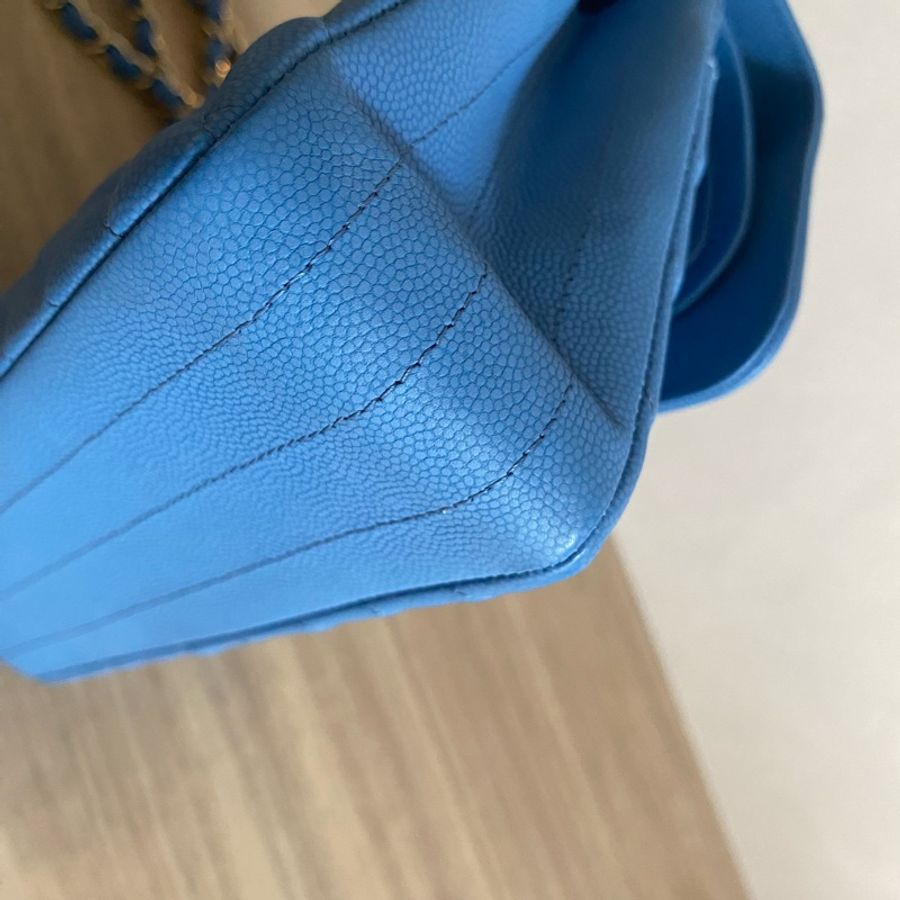 Chanel 11.12 Coco Classic Flap Small CF 23 小型口蓋包 牛仔藍淡金扣-9