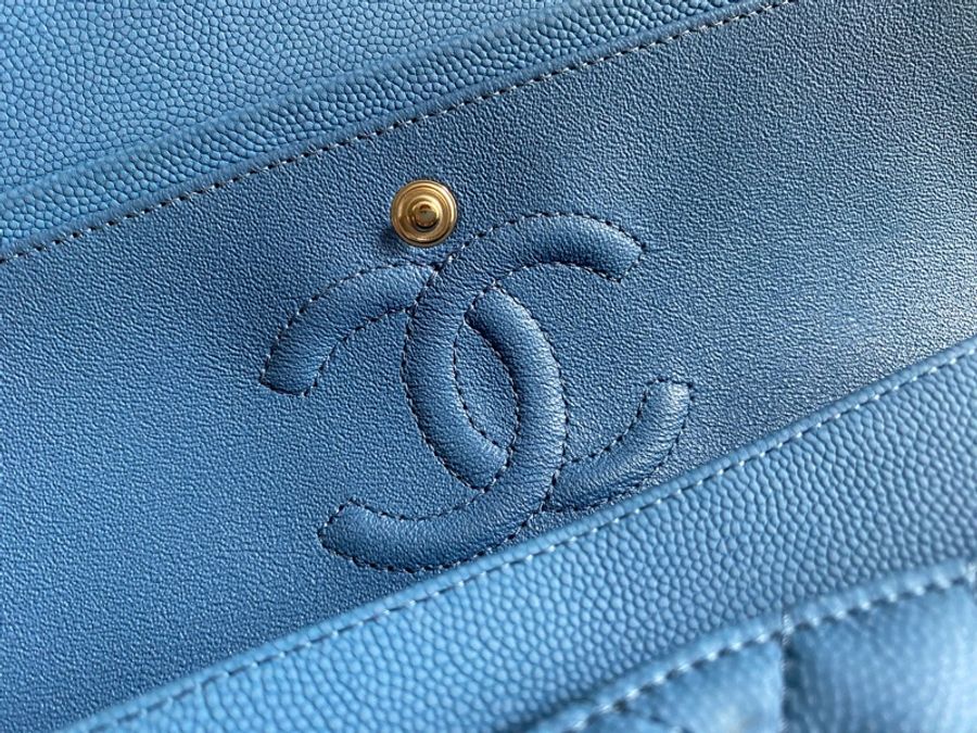 Chanel 11.12 Coco Classic Flap Small CF 23 小型口蓋包 牛仔藍淡金扣-13