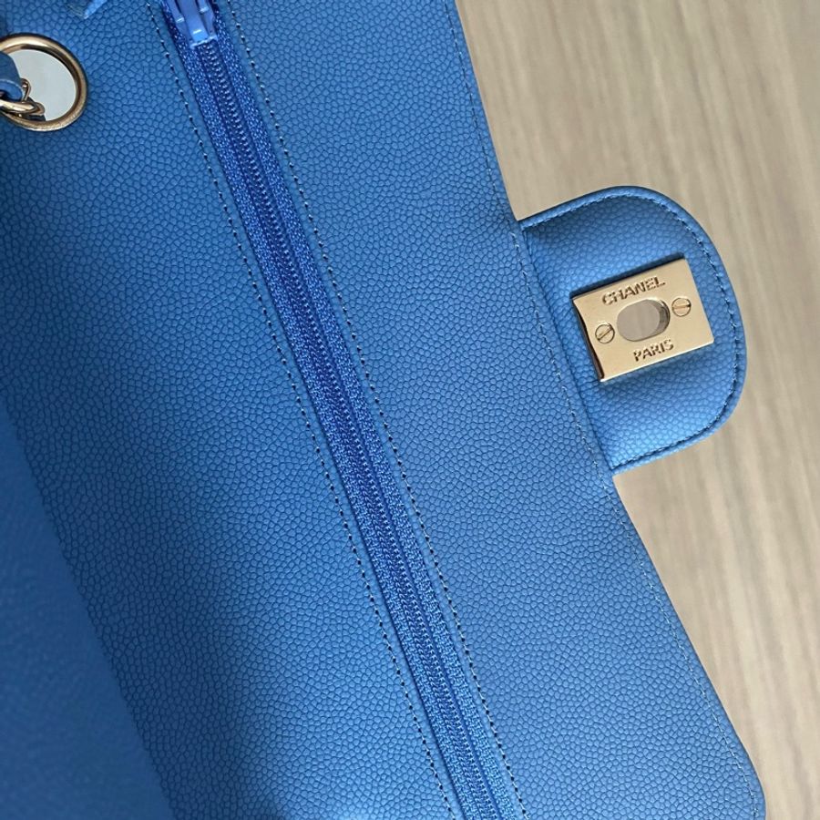 Chanel 11.12 Coco Classic Flap Small CF 23 小型口蓋包 牛仔藍淡金扣-17