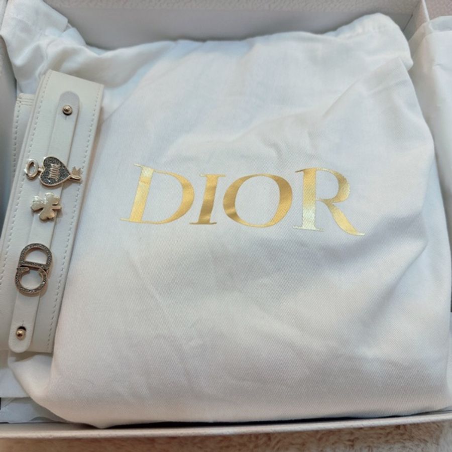 「配件超齊全」Dior Lady Dior 四格黛妃包 奶油色淡金 滿滿大全配-11