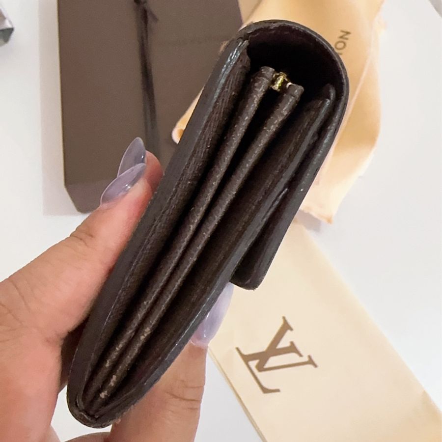 Louis Vuitton LV Sarah Wallet Damier Ebene 棋盤格紋長夾-14