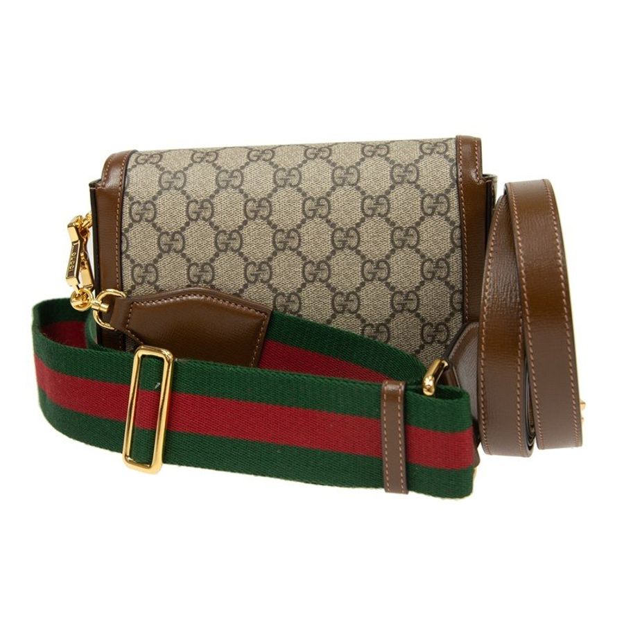 Gucci 1955 Horsebit 帆布小牛皮迷你馬鞍包 附兩條肩背帶《2024季度新品》-15