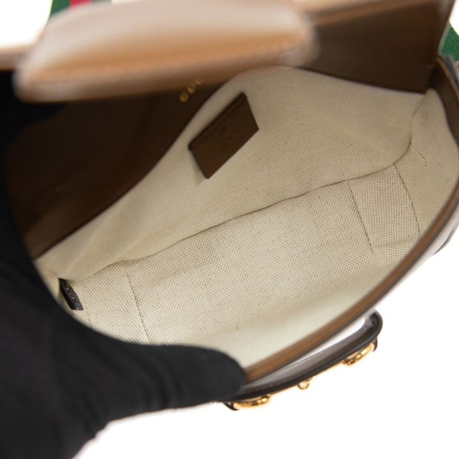 Gucci 1955 Horsebit 帆布小牛皮迷你馬鞍包 附兩條肩背帶《2024季度新品》-16