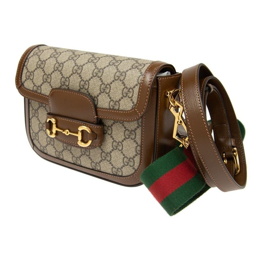 Gucci 1955 Horsebit 帆布小牛皮迷你馬鞍包 附兩條肩背帶《2024季度新品》-18