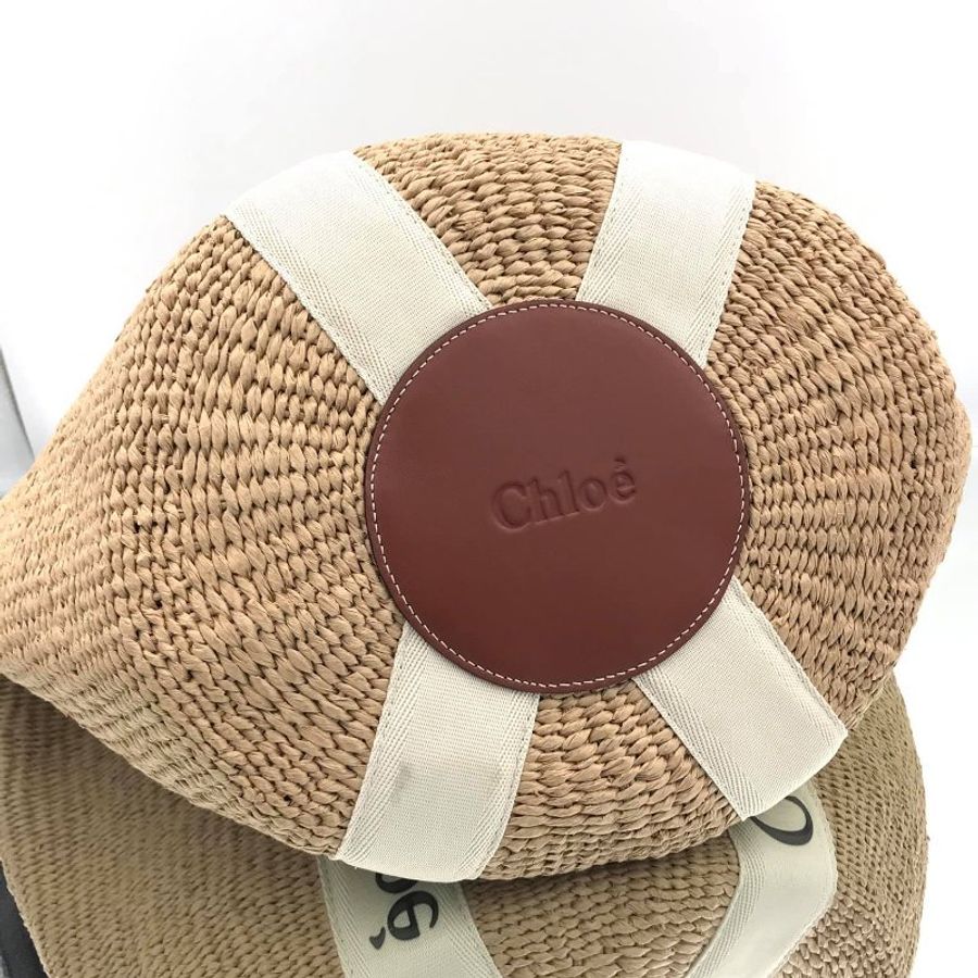 🎉秋冬新品★Chloe 大款 Woody 飾邊絲帶草編包 白色/自然色﻿-4