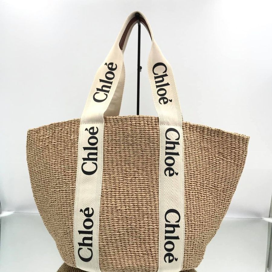 🎉秋冬新品★Chloe 大款 Woody 飾邊絲帶草編包 白色/自然色﻿-7
