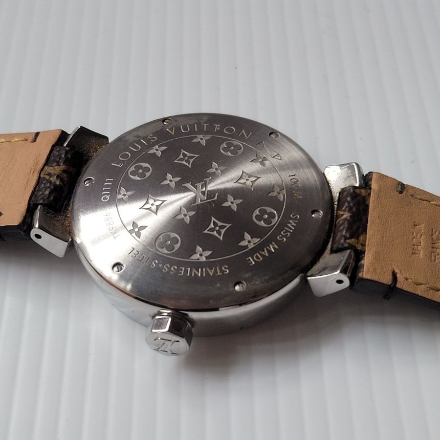LOUIS VUITTON 路易威登 Tambour Q1111石英錶 巧克力錶盤-3