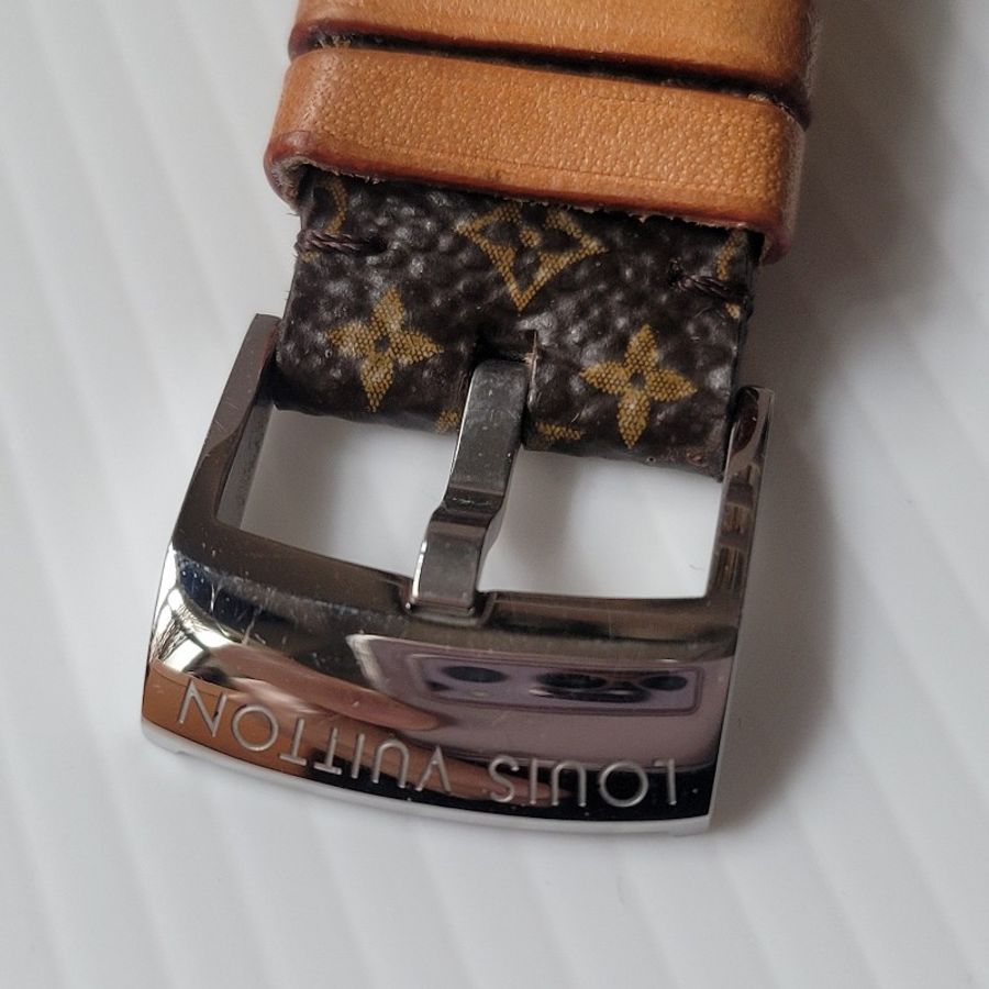 LOUIS VUITTON 路易威登 Tambour Q1111石英錶 巧克力錶盤-5