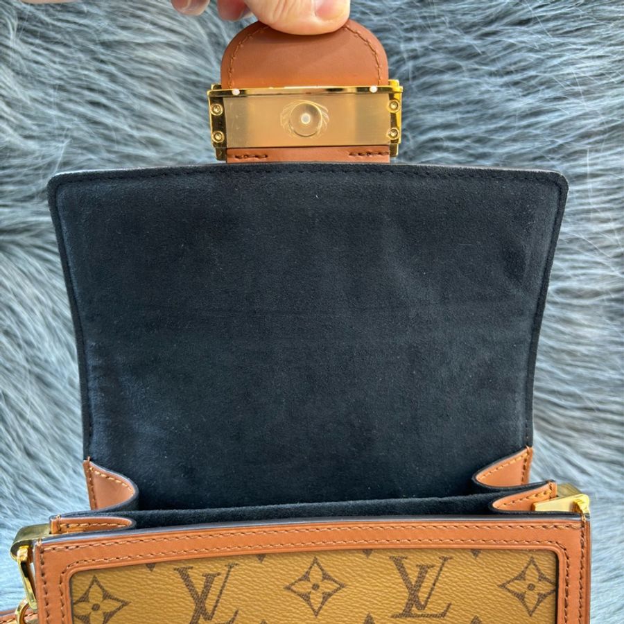 LV M44580 mini Dauphine 原花 金釦 老花 達芙妮 雙色 拼色 肩背包 斜背包-13