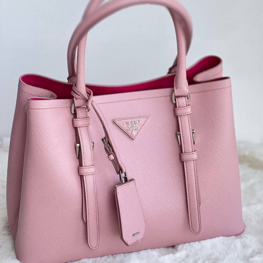 Prada double bag pink 芭比淺粉內桃 限量 BN2867 VELA FUXIA-0