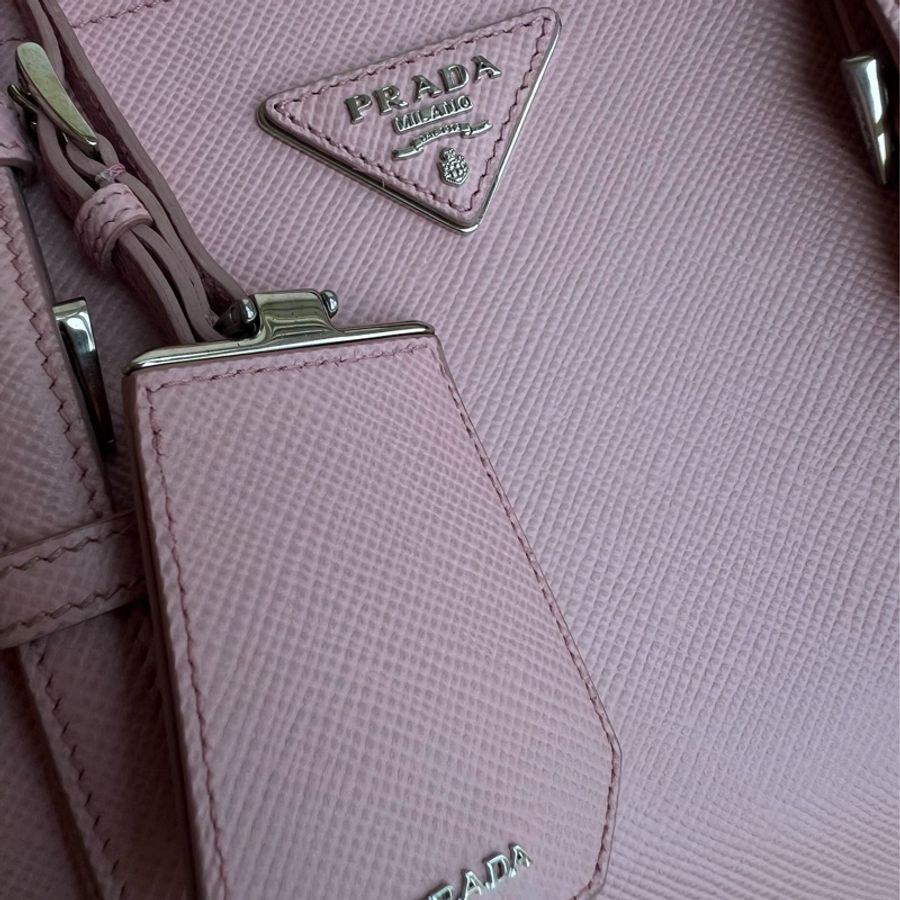 Prada double bag pink 芭比淺粉內桃 限量 BN2867 VELA FUXIA-5
