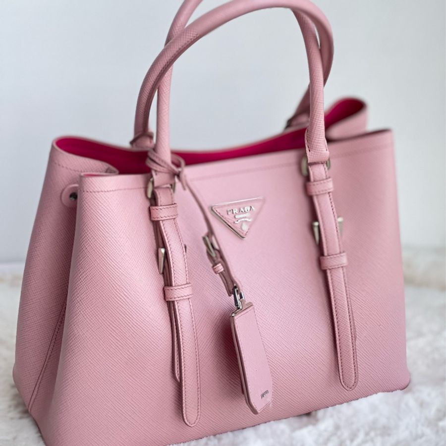 Prada double bag pink 芭比淺粉內桃 限量 BN2867 VELA FUXIA-6