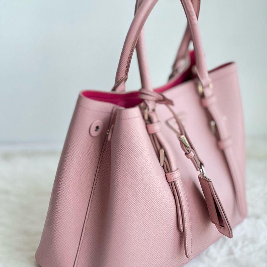 Prada double bag pink 芭比淺粉內桃 限量 BN2867 VELA FUXIA-7