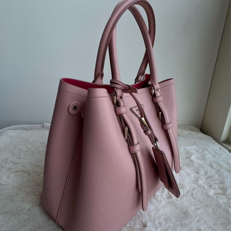 Prada double bag pink 芭比淺粉內桃 限量 BN2867 VELA FUXIA-8