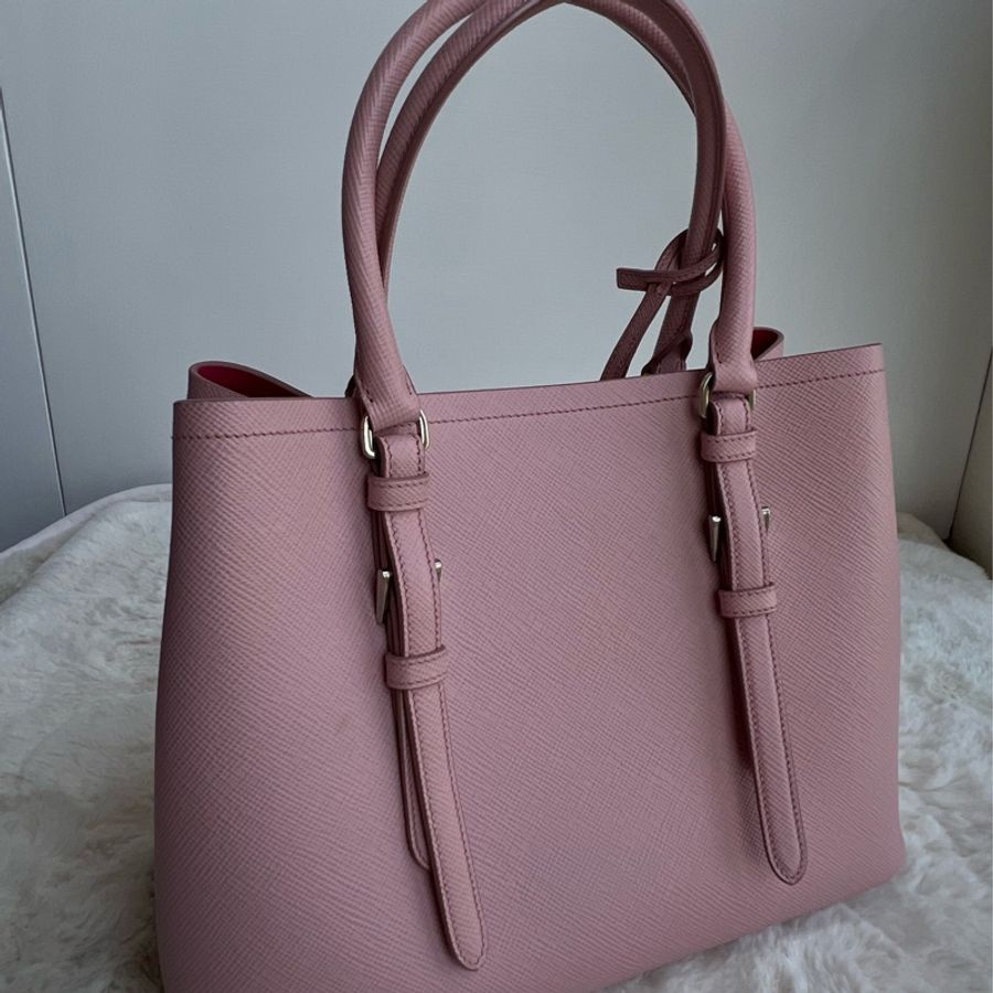 Prada double bag pink 芭比淺粉內桃 限量 BN2867 VELA FUXIA-9