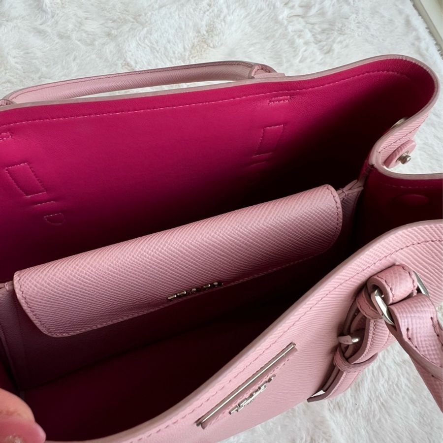 Prada double bag pink 芭比淺粉內桃 限量 BN2867 VELA FUXIA-11