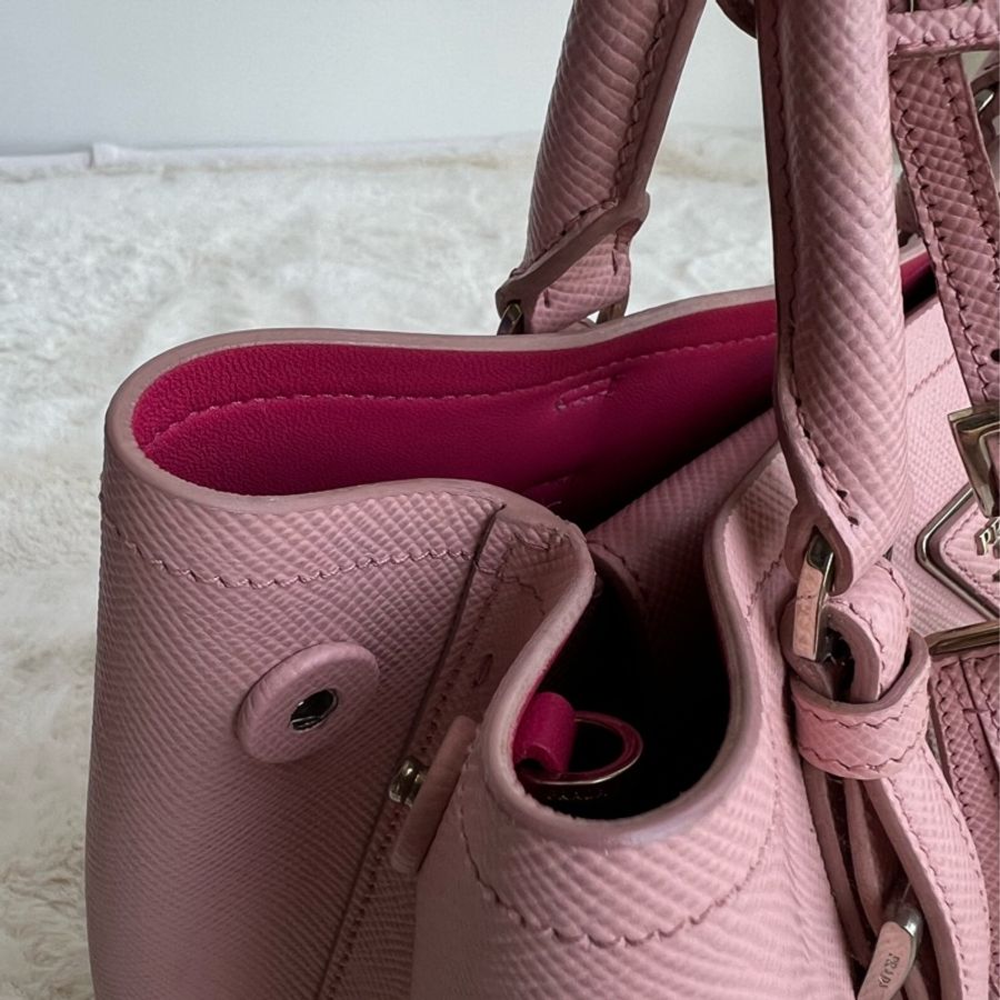 Prada double bag pink 芭比淺粉內桃 限量 BN2867 VELA FUXIA-17