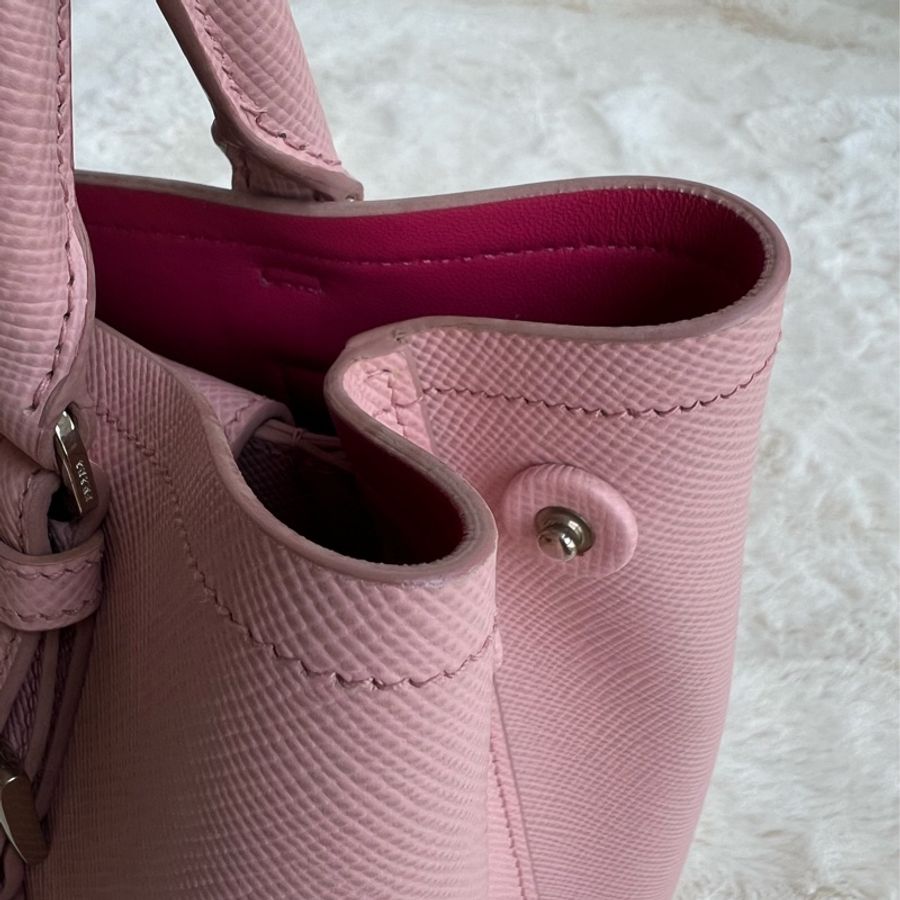 Prada double bag pink 芭比淺粉內桃 限量 BN2867 VELA FUXIA-18