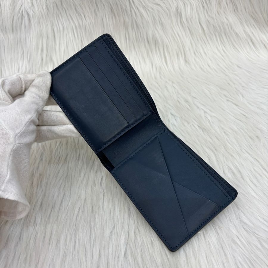 Louis Vuitton N63123深藍牛皮壓紋棋盤Multiple對折短夾-11