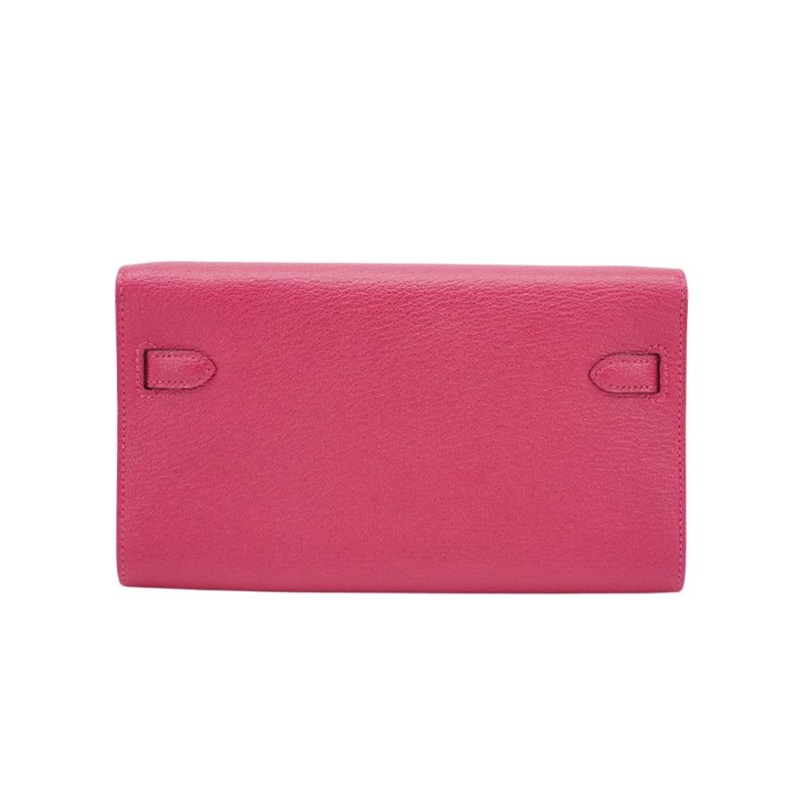 Hermes Kelly To Go 山羊皮銀釦肩背/斜背包(桃紅)-2