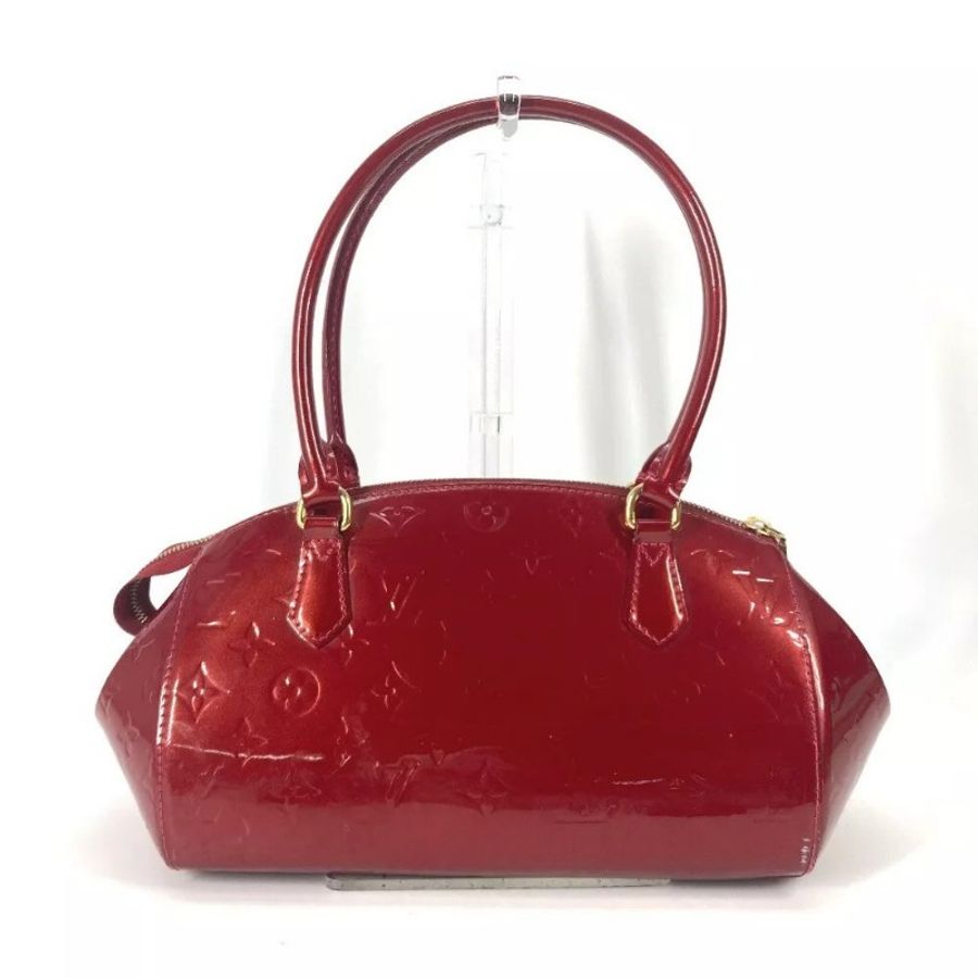 過年出清* Louis Vuitton LV漆皮 M91490 新娘包 單肩包 保齡球包 醫生包 櫻桃紅色 9成SHERWOOD GM HANDBAG MONOGRAM-0