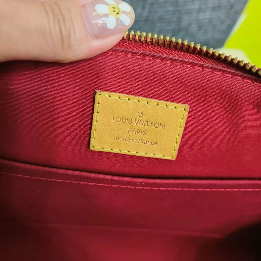 過年出清* Louis Vuitton LV漆皮 M91490 新娘包 單肩包 保齡球包 醫生包 櫻桃紅色 9成SHERWOOD GM HANDBAG MONOGRAM-10