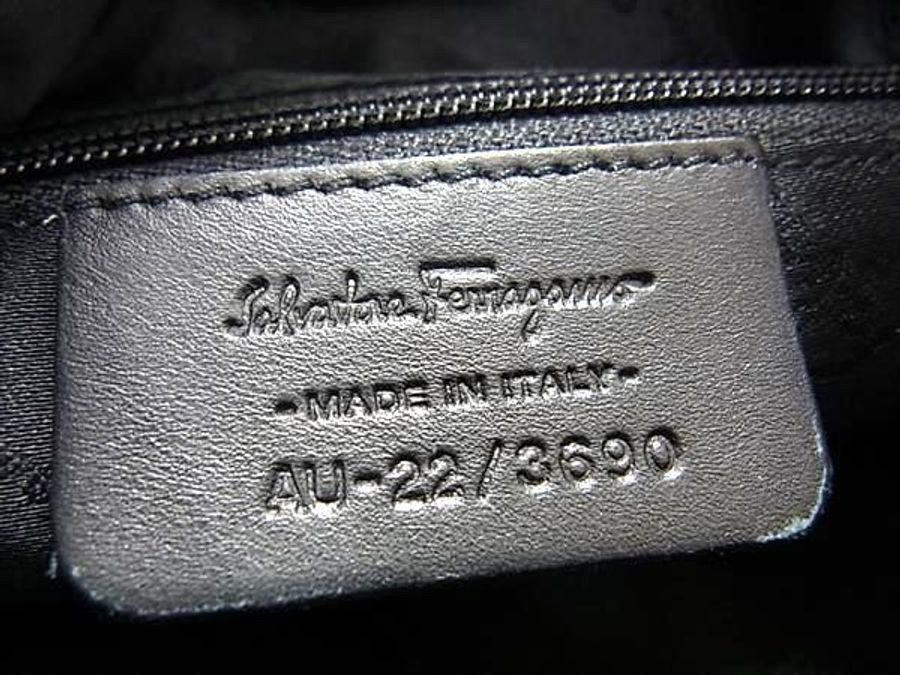 極美品■ Salvatore Ferragamo Ferragamo Gancini 帆布 x 皮革迷你手提包 黑色-5