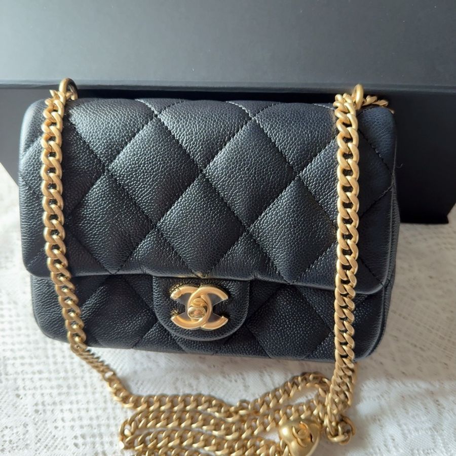 Chanel 23p 黑金愛心調節方胖20cm-6