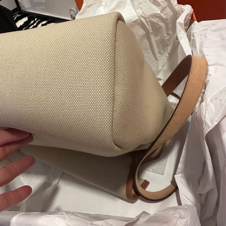 二手真品 Hermes 愛馬仕 Herbag 31 金棕金 冰川白-10