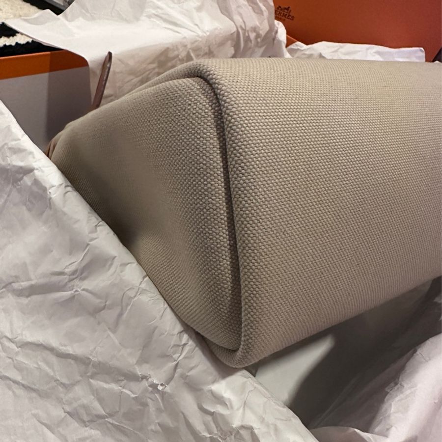 二手真品 Hermes 愛馬仕 Herbag 31 金棕金 冰川白-11