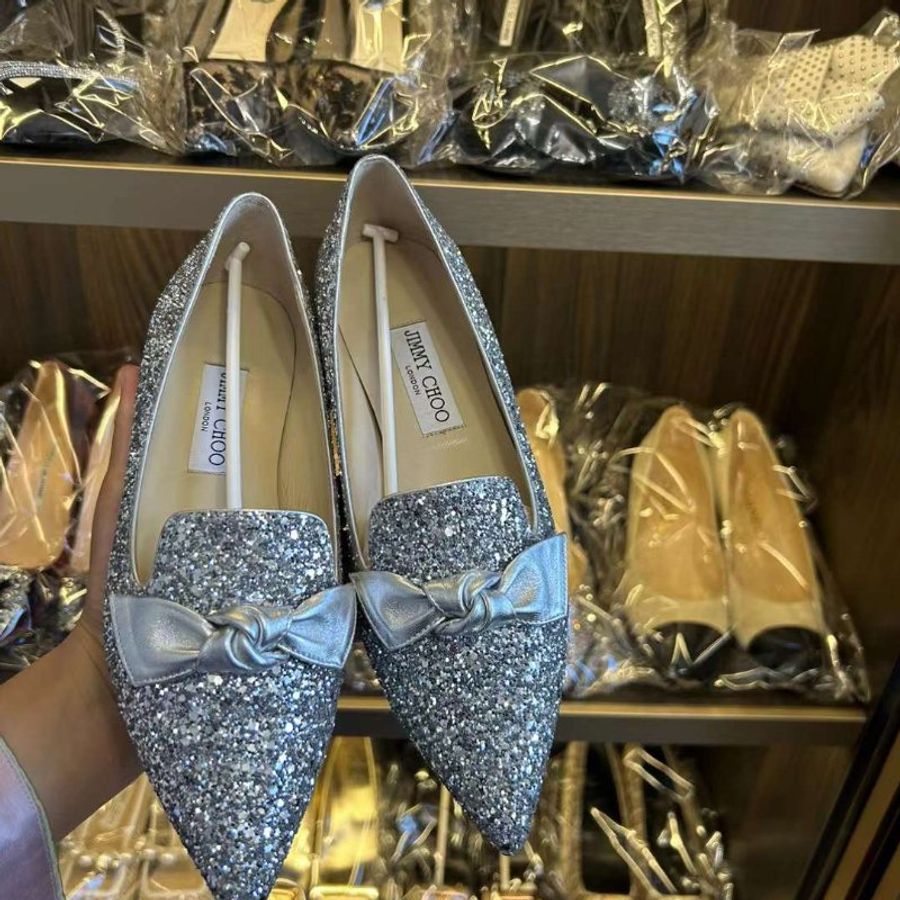 jimmychoo 銀色 平底鞋 37 已貼底僅試穿-0