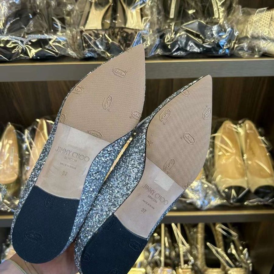 jimmychoo 銀色 平底鞋 37 已貼底僅試穿-4