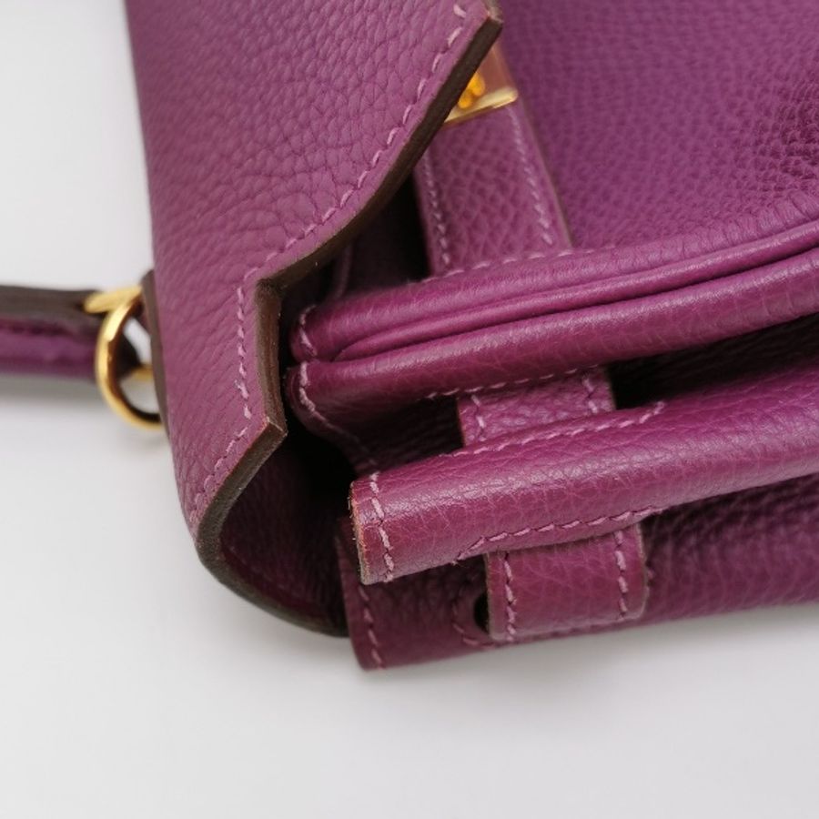 Hermes Kelly凱莉包28牛皮純色旋扣手提單肩包-9