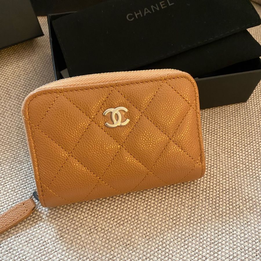 全新 Chanel 拉鏈零錢卡包 2024 新色 淡焦糖-0