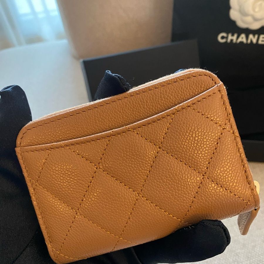 全新 Chanel 拉鏈零錢卡包 2024 新色 淡焦糖-2
