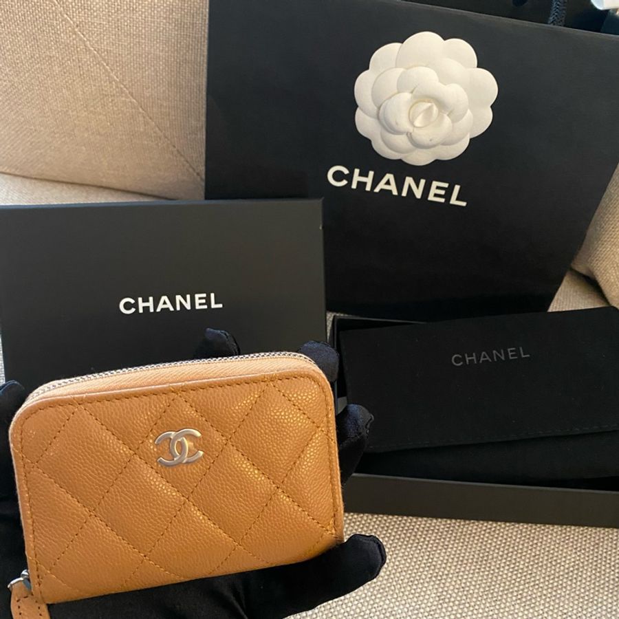 全新 Chanel 拉鏈零錢卡包 2024 新色 淡焦糖-3