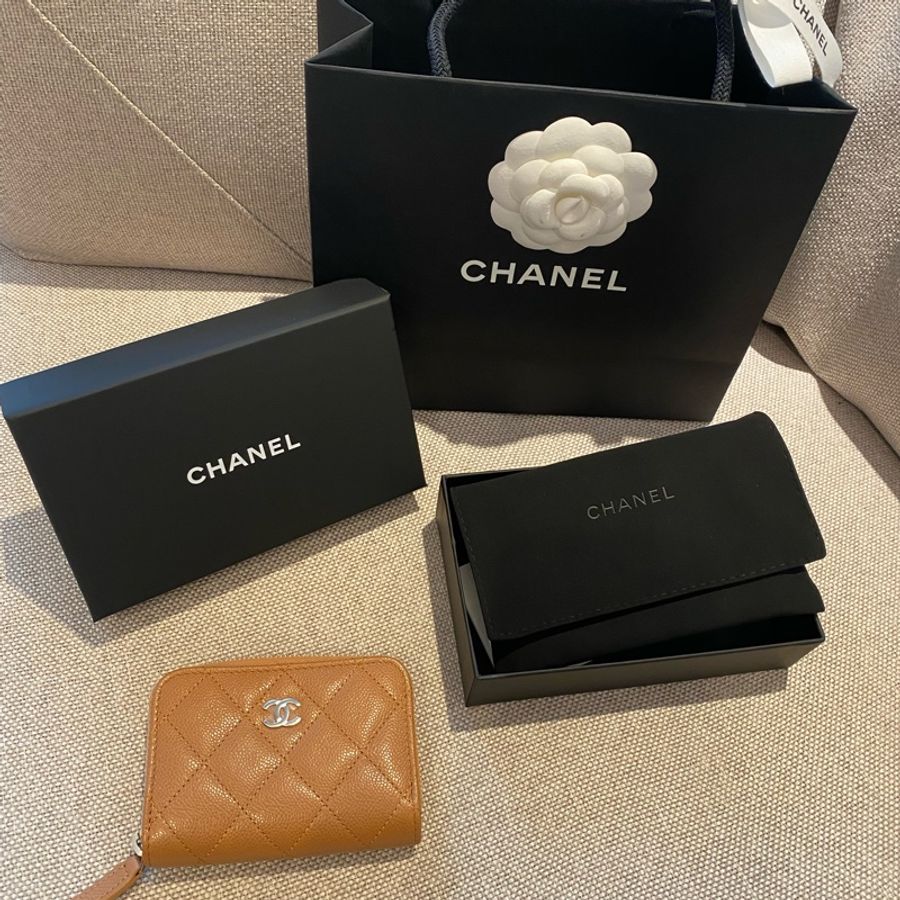 全新 Chanel 拉鏈零錢卡包 2024 新色 淡焦糖-4