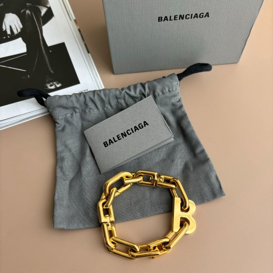 ::BALENCIAGA:: 字母B 金色金屬手鍊-0