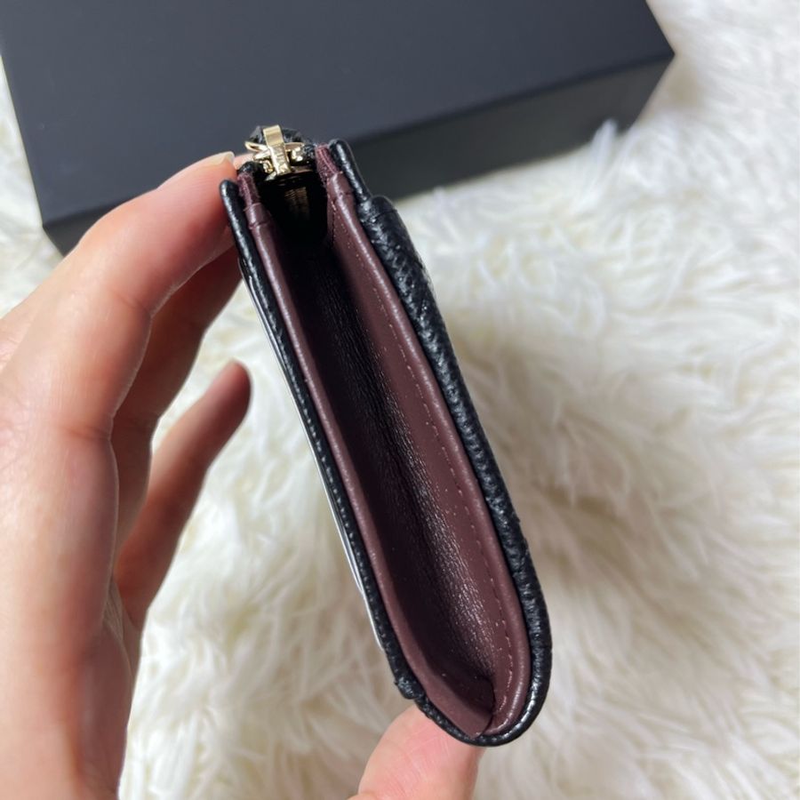 Chanel 黑金荔枝皮L拉鍊小夾-4