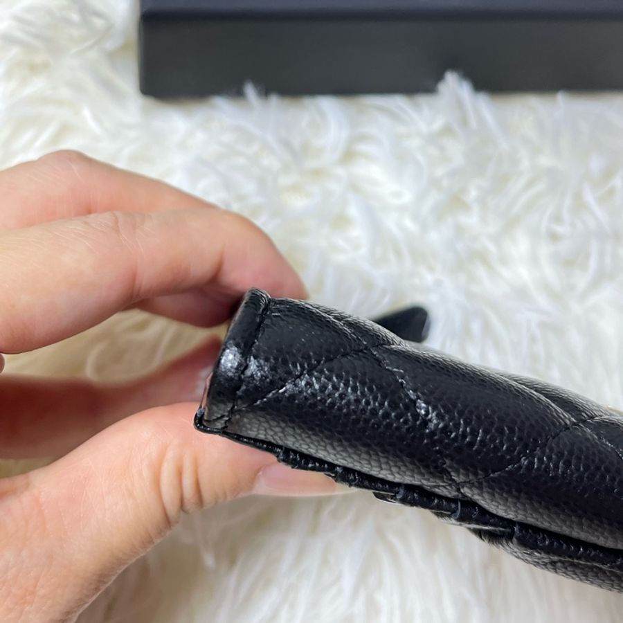 Chanel 黑金荔枝皮L拉鍊小夾-12