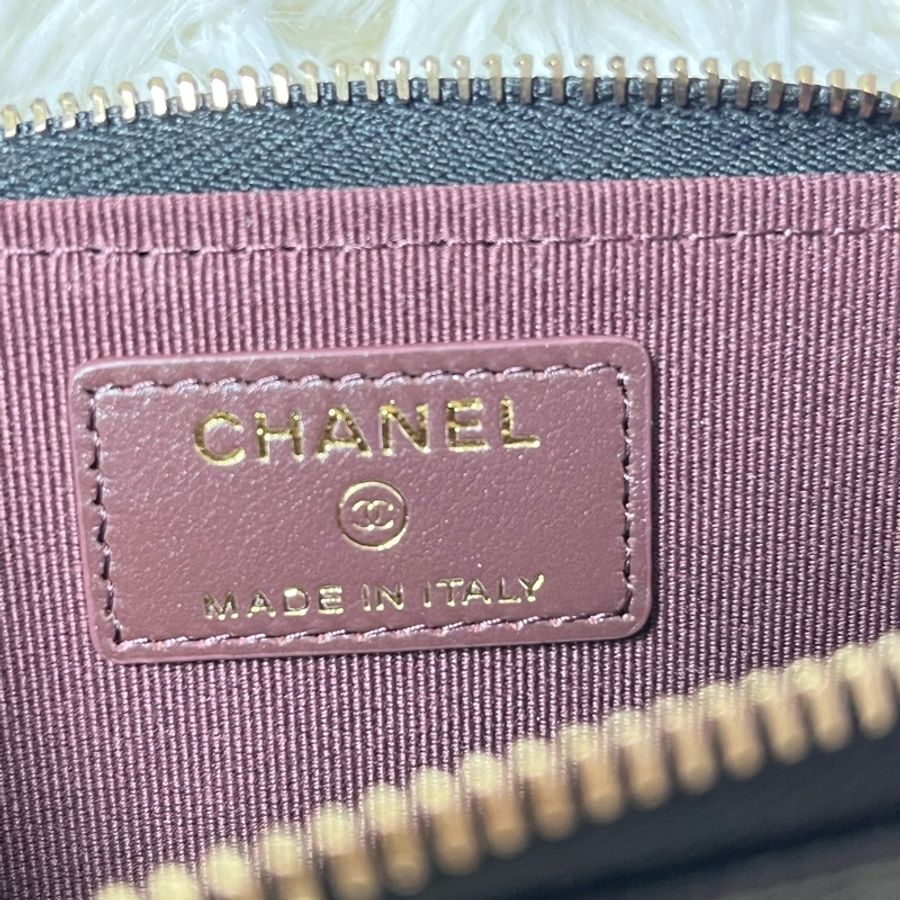 Chanel 黑金荔枝皮L拉鍊小夾-16