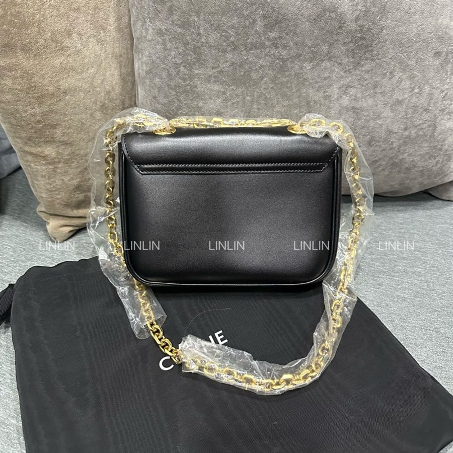 CELINE C BAG 黑色小型小牛皮鏈帶包-1