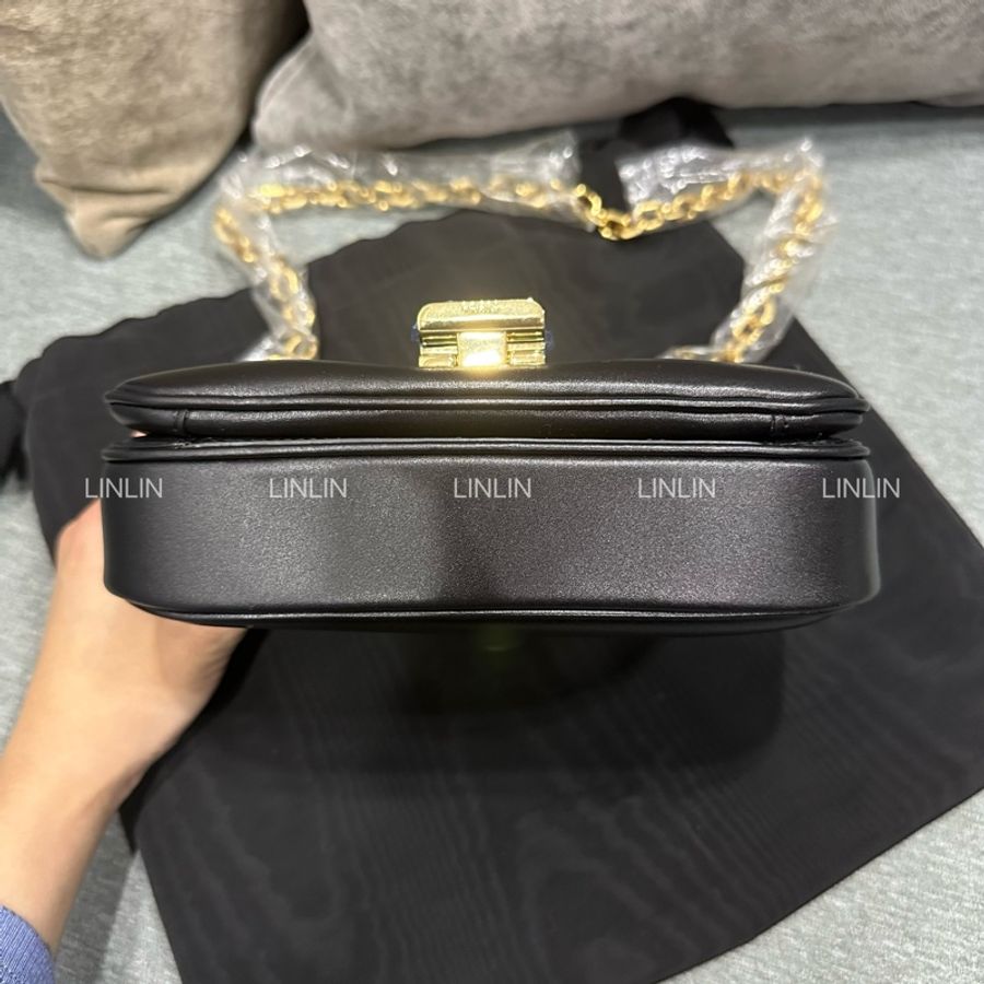 CELINE C BAG 黑色小型小牛皮鏈帶包-9