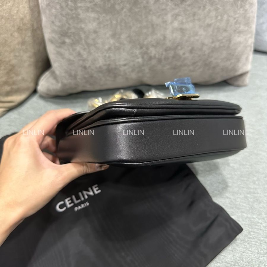 CELINE C BAG 黑色小型小牛皮鏈帶包-10