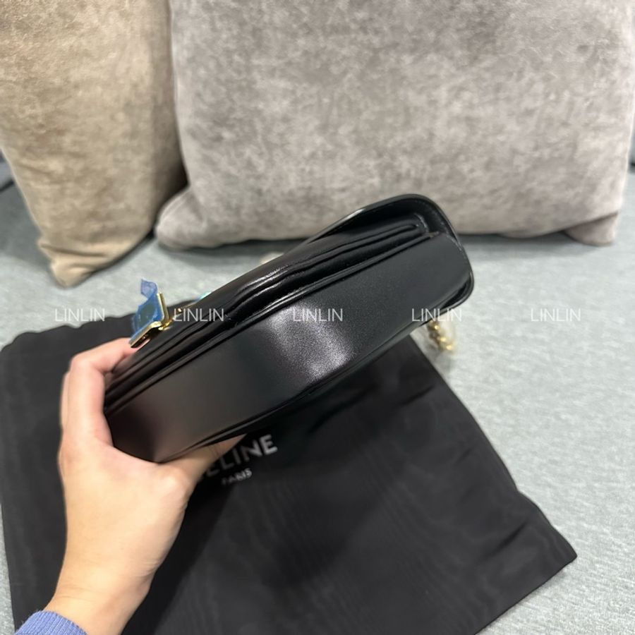CELINE C BAG 黑色小型小牛皮鏈帶包-11
