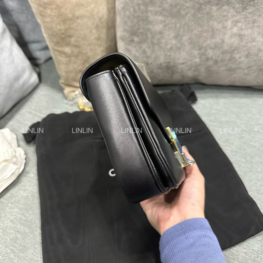 CELINE C BAG 黑色小型小牛皮鏈帶包-13