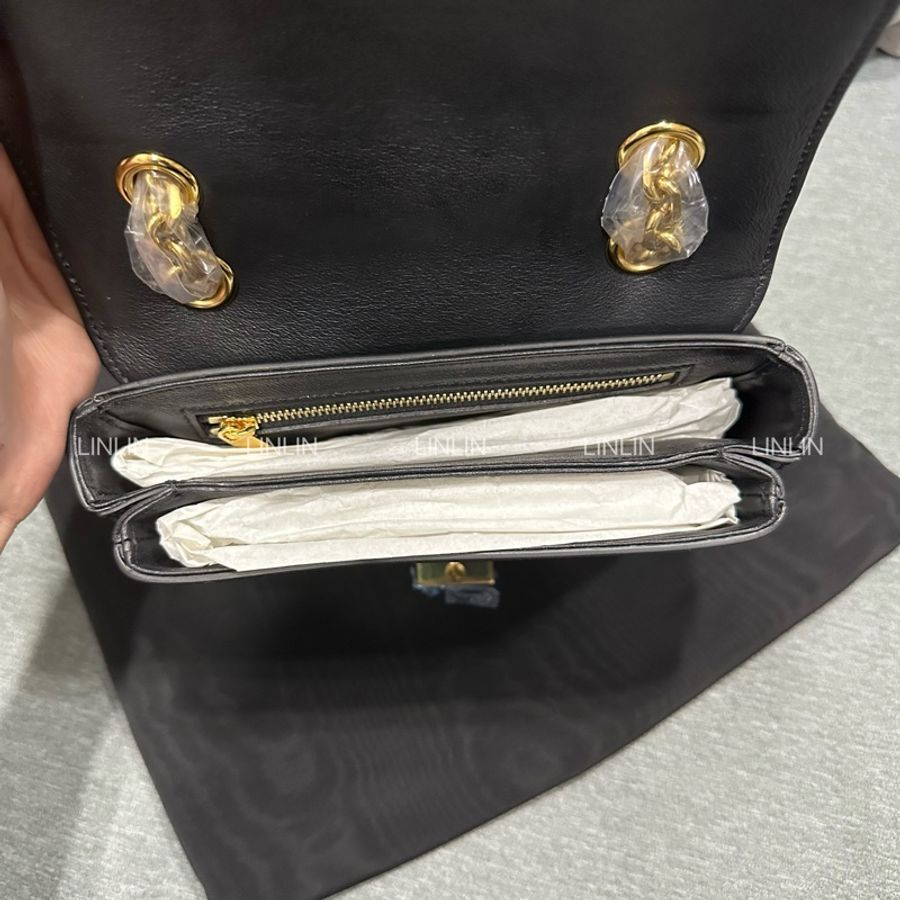 CELINE C BAG 黑色小型小牛皮鏈帶包-5
