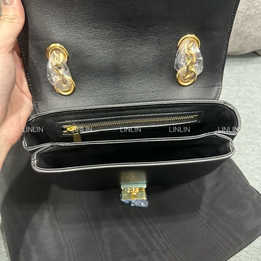 CELINE C BAG 黑色小型小牛皮鏈帶包-6