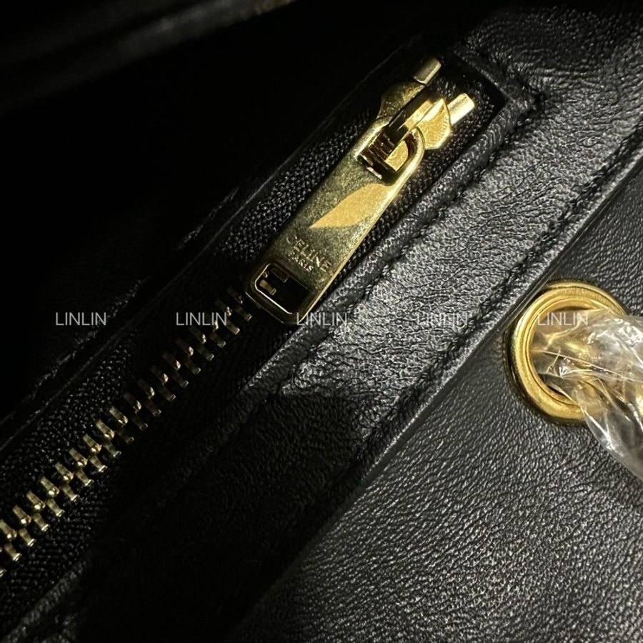 CELINE C BAG 黑色小型小牛皮鏈帶包-7